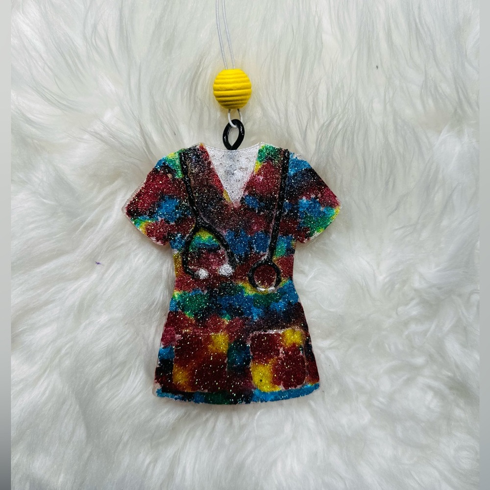 Tye dye Scrub Car Freshie / Medium size 4x3.5 inches